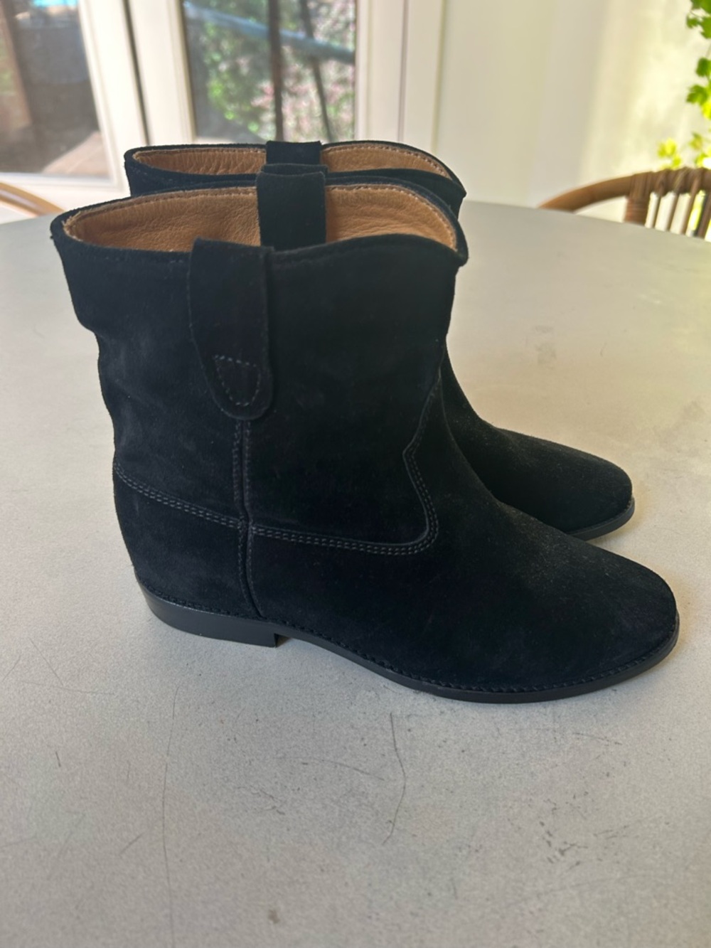 ISABEL MARANT Crisi Black Suede Pointed Toe Ankle Boots Size 37.5 Low Heel - Picture 5 of 7